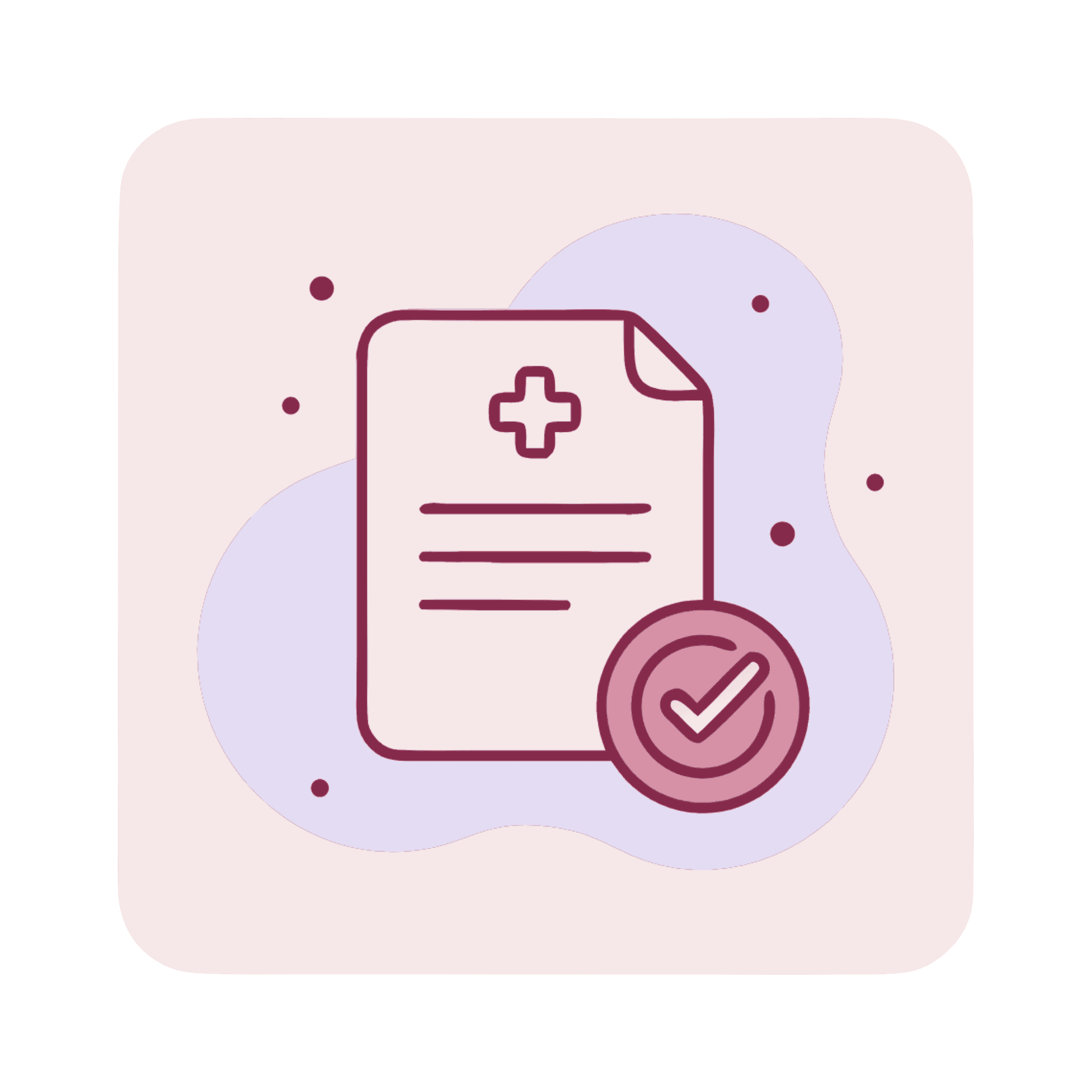 Medical document with checkmark symbol for menstrual health.