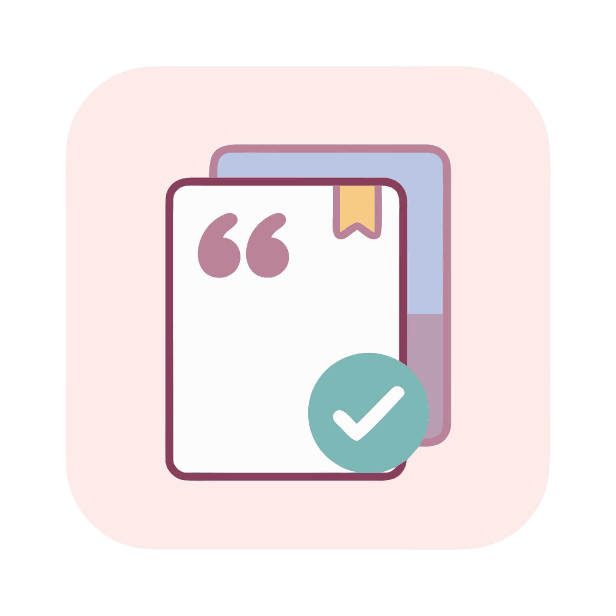 Menstrual health journal with a checkmark symbol for tracking periods.